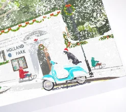Njeri Illustrated Christmas on Holland Park Christmas Card - Vespa- Christmas Cards|Greeting Cards