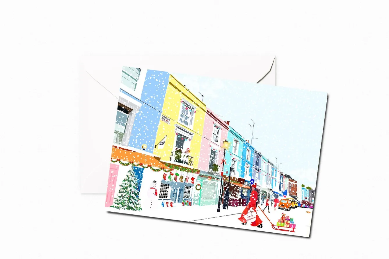 Njeri Illustrated Christmas on Portobello Road Christmas Card- Christmas Cards|Greeting Cards