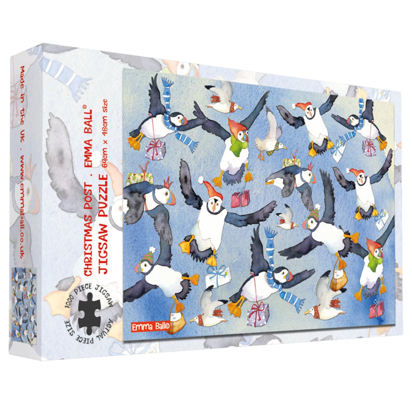 Emma Ball Christmas Post Flying Puffins 1000 Piece Jigsaw Puzzle- Puzzles