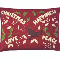 Jan Constantine Christmas Robin Pillow - Red- Seasonal Decor|Pillows & Throws