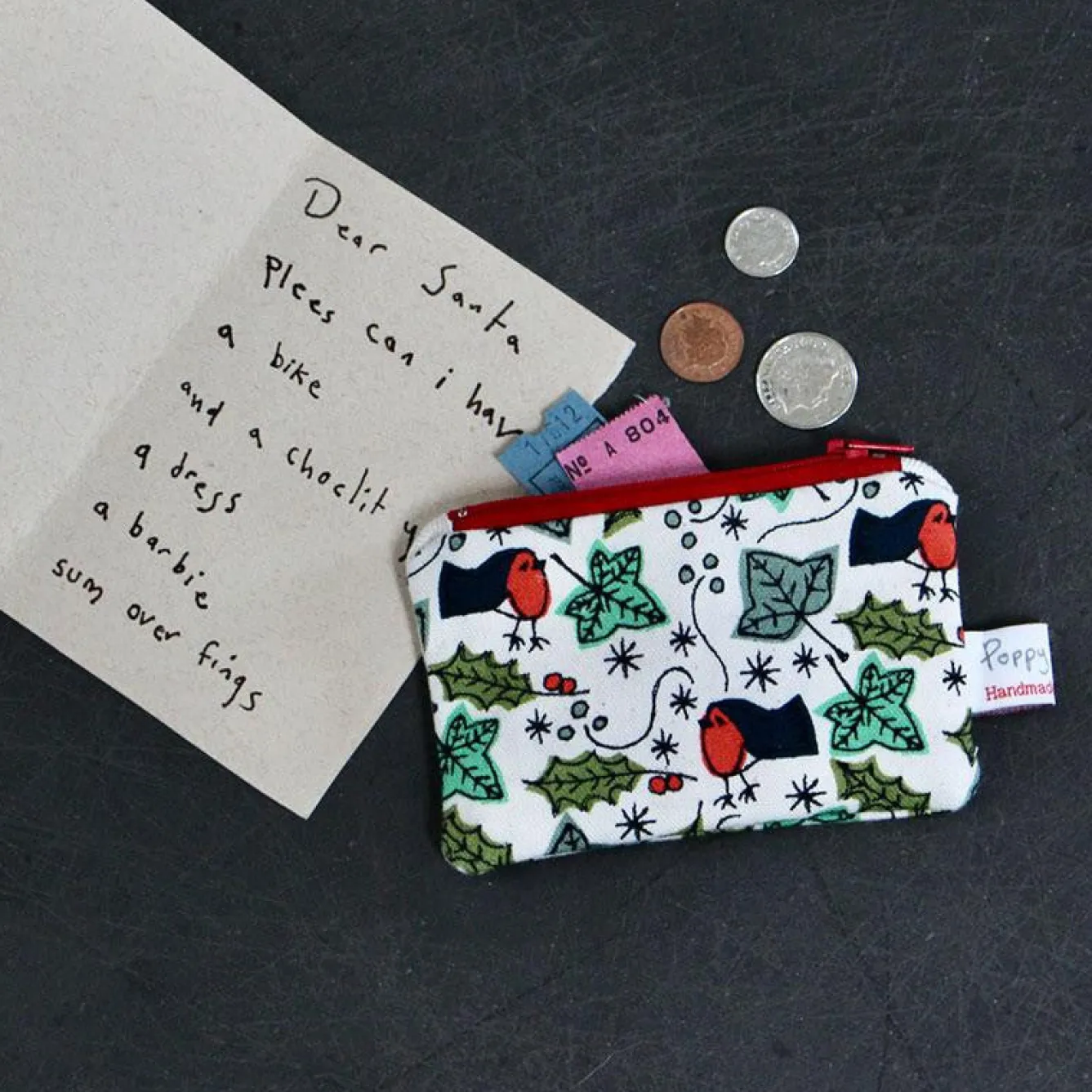 Poppy Treffry Christmas Small Flat Coin Purse- Storage|Seasonal Decor