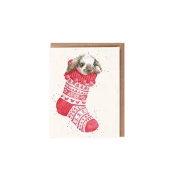Wrendale Designs 'Christmas Stocking' Rabbit Gift Enclosure Card- Christmas|Greeting Cards
