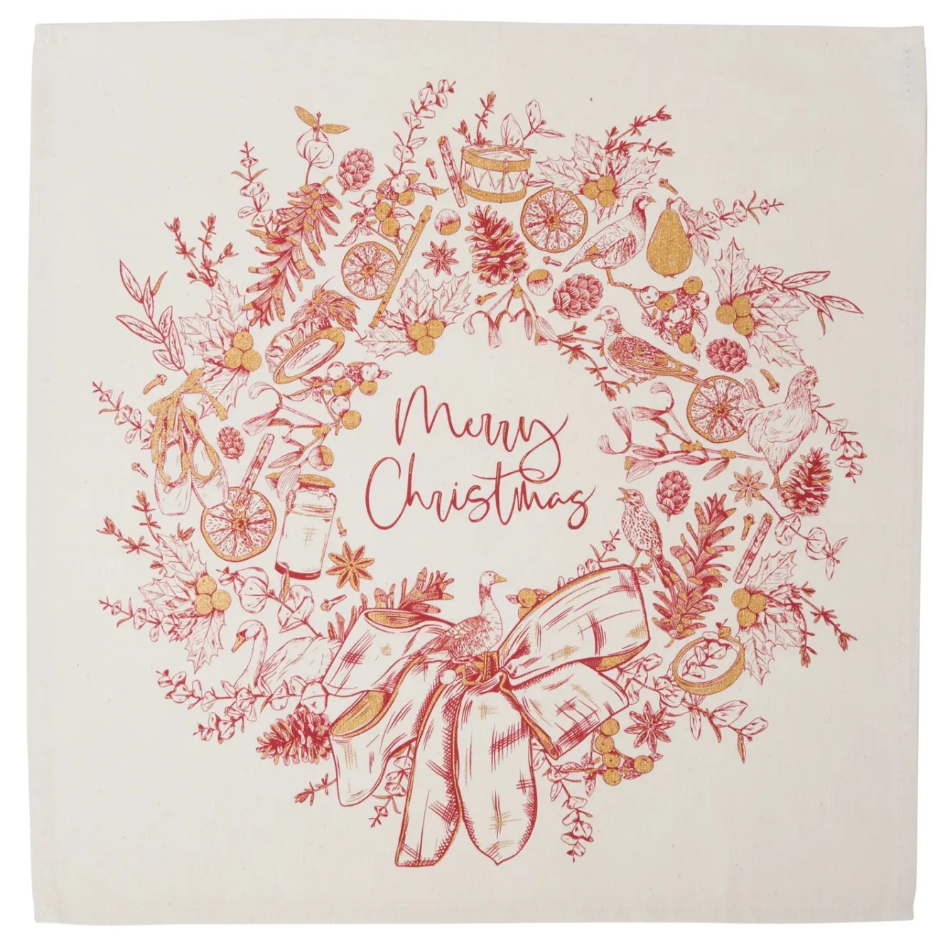 Victoria Eggs Christmas Wreath Napkins - Set of 4- Napkins|Napkins