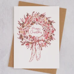 Victoria Eggs Christmas Wreath Pack of 8 Foiled Christmas Cards- Stationery