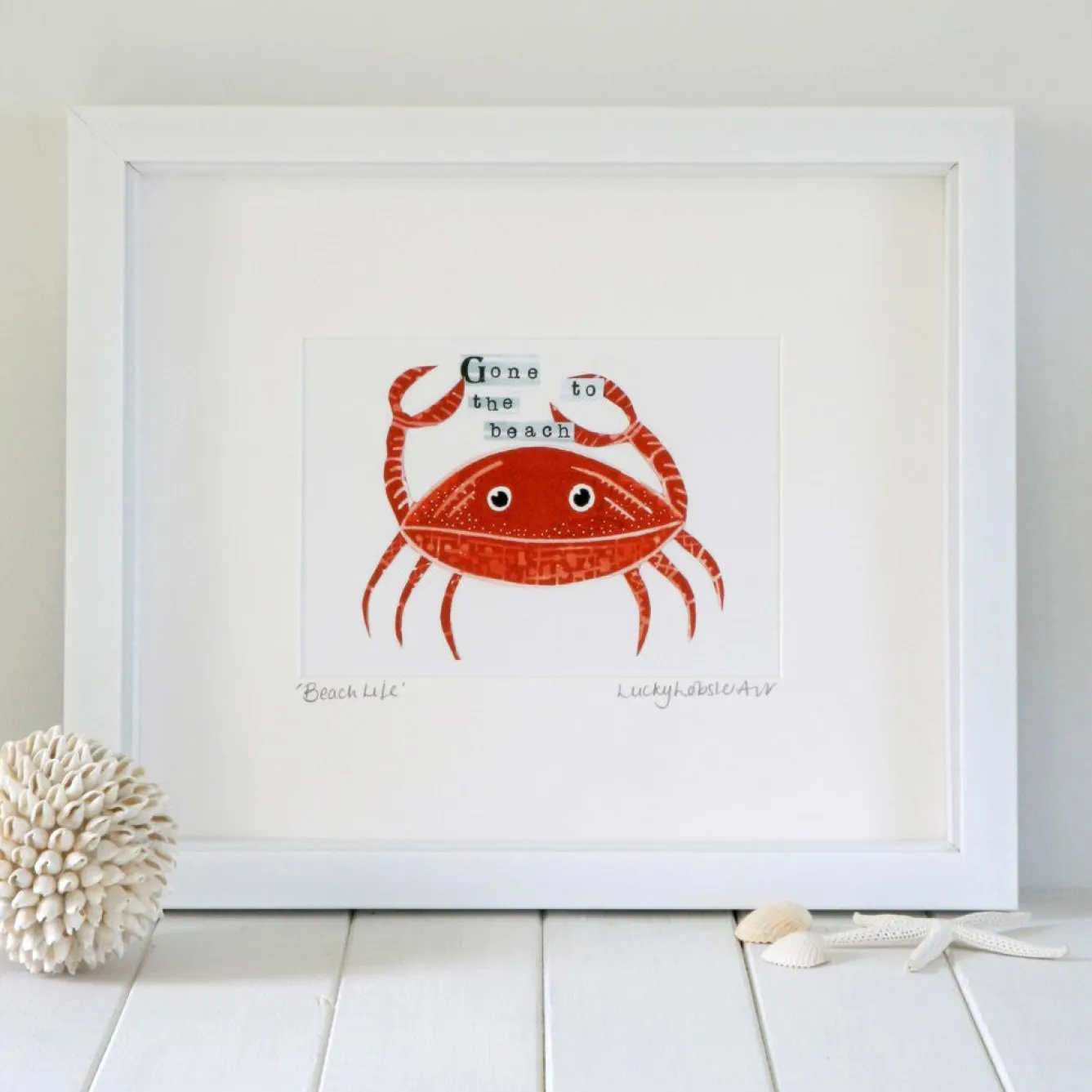 Lucky Lobster Coastal Crab Framed Print- Art