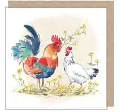 Paper Shed Design Cock and Hen Greetings Card- Greeting Cards
