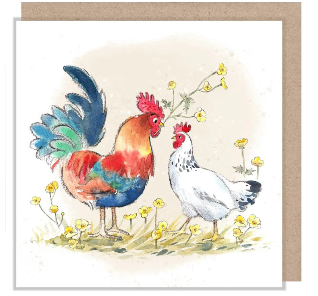 Paper Shed Design Cock and Hen Greetings Card- Greeting Cards