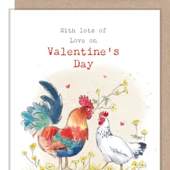 Paper Shed Design Cock and Hen "With lots of Love on Valentine's Day" Greetings Card- Valentine's Day|Greeting Cards