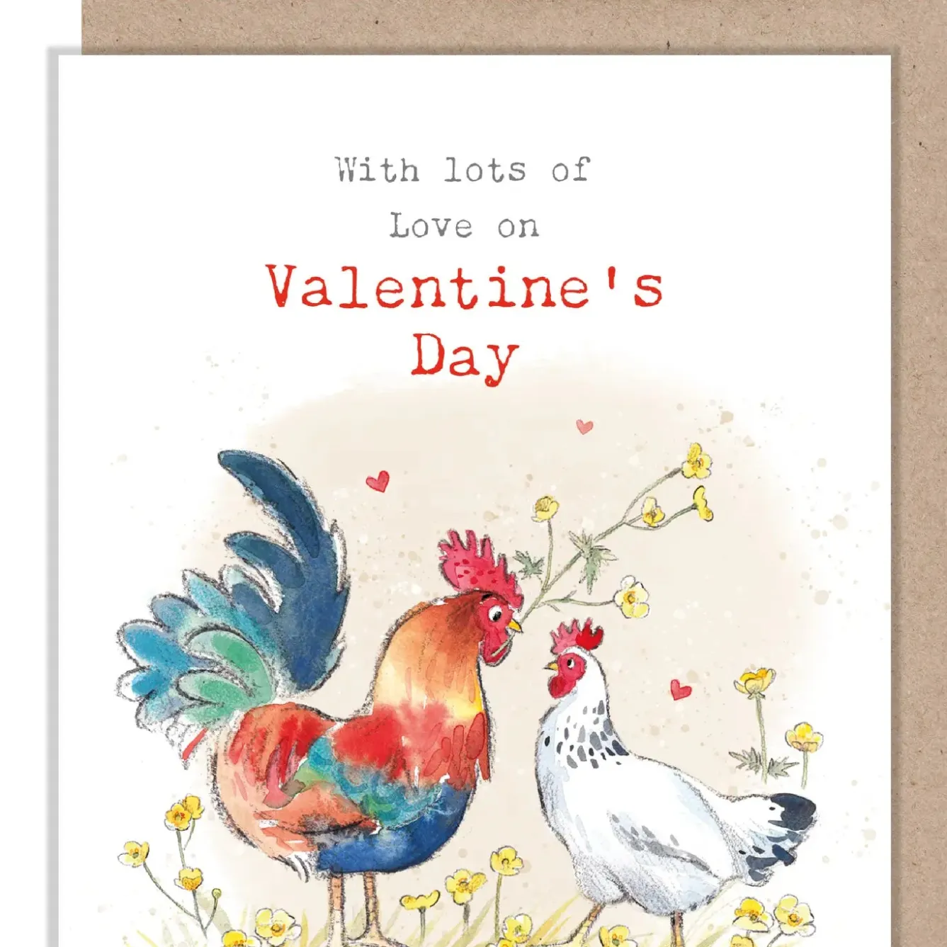 Paper Shed Design Cock and Hen "With lots of Love on Valentine's Day" Greetings Card- Valentine's Day|Greeting Cards