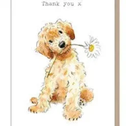 Paper Shed Design Cockapoo with Daisy "Thank You" Greetings Card- Greeting Cards