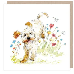 Paper Shed Design Cockapoo with Flowers & Butterflies Greetings Card- Greeting Cards