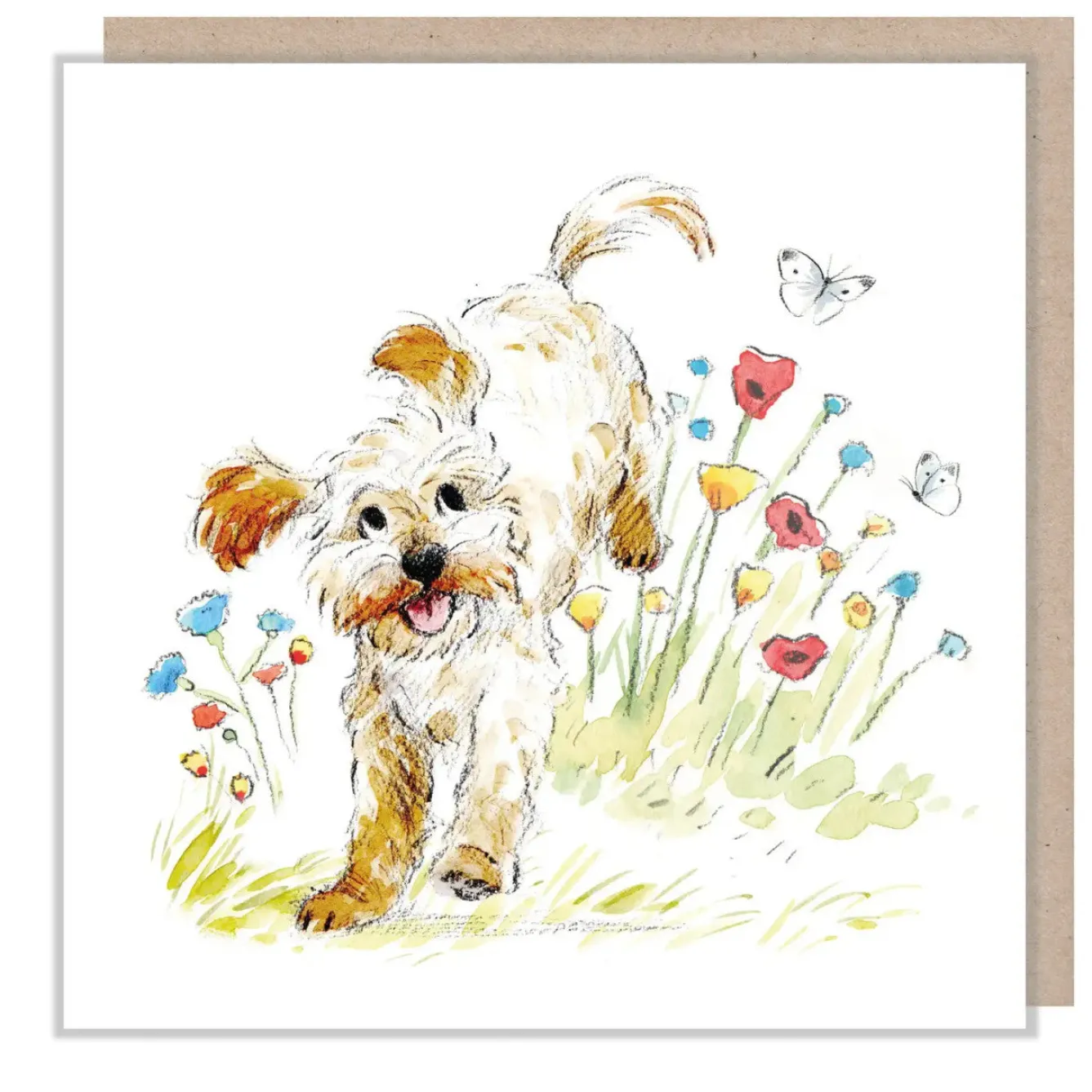 Paper Shed Design Cockapoo with Flowers & Butterflies Greetings Card- Greeting Cards