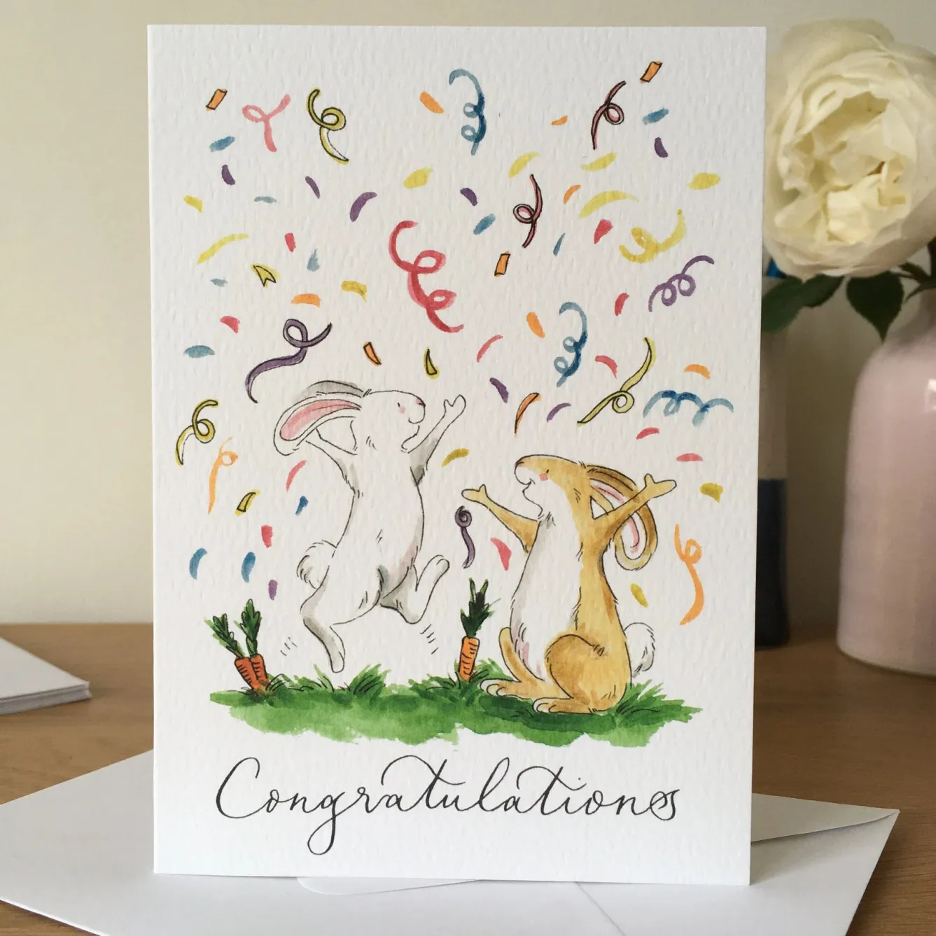 Ellie Hooi Illustration Congratulations Bunnies Greeting Card- Greeting Cards