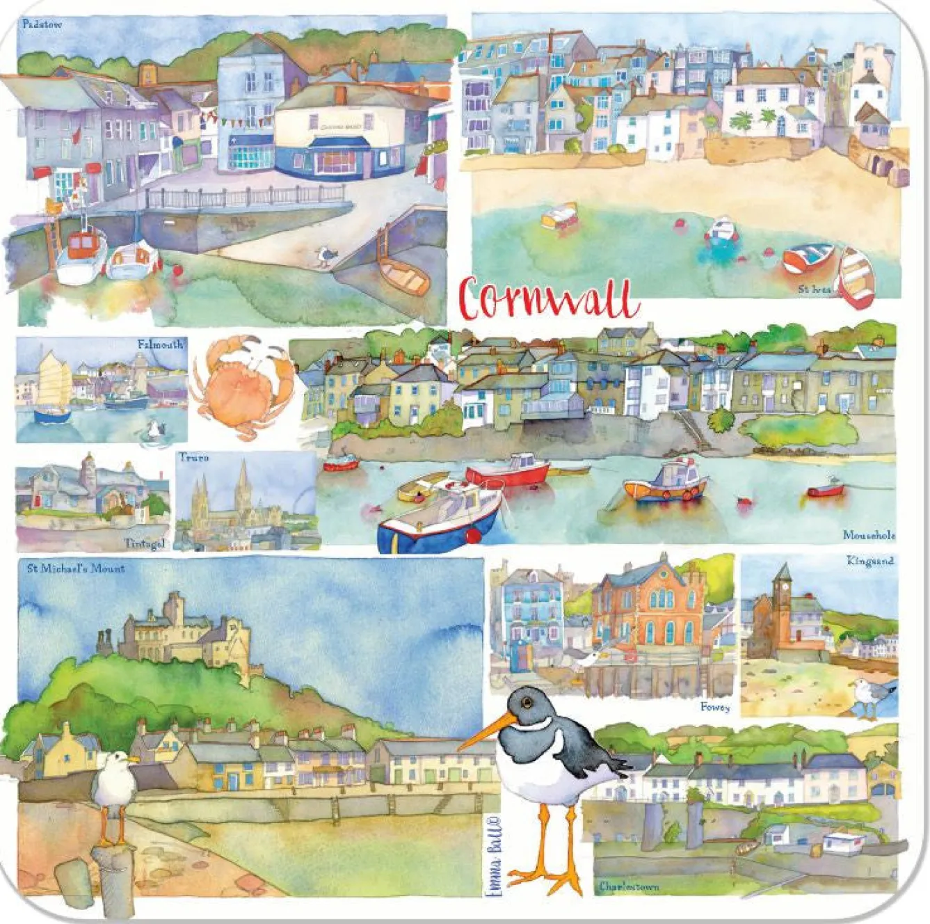 Emma Ball Cornwall Coaster- Tea|Coasters