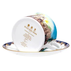 Halcyon Days Coronation at Westminster Abbey Bone China Teacup & Saucer- Royal|Royal Family