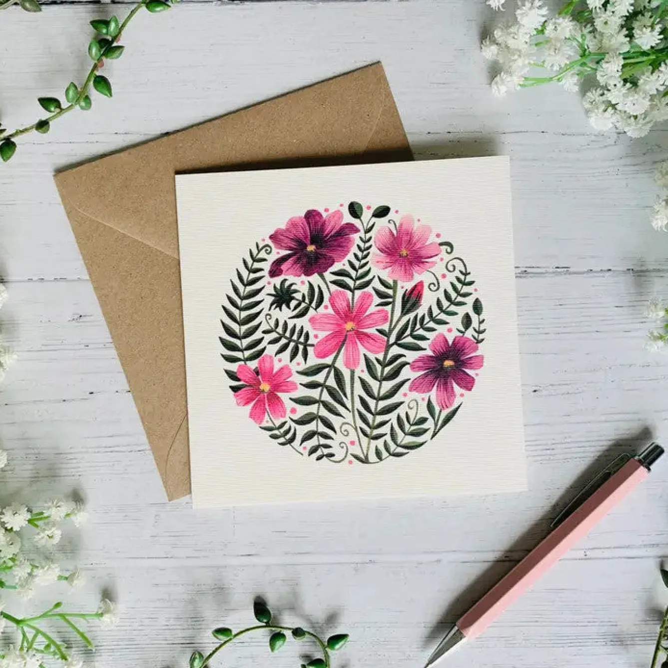 Becky Amelia Cosmos Greeting Card- Greeting Cards
