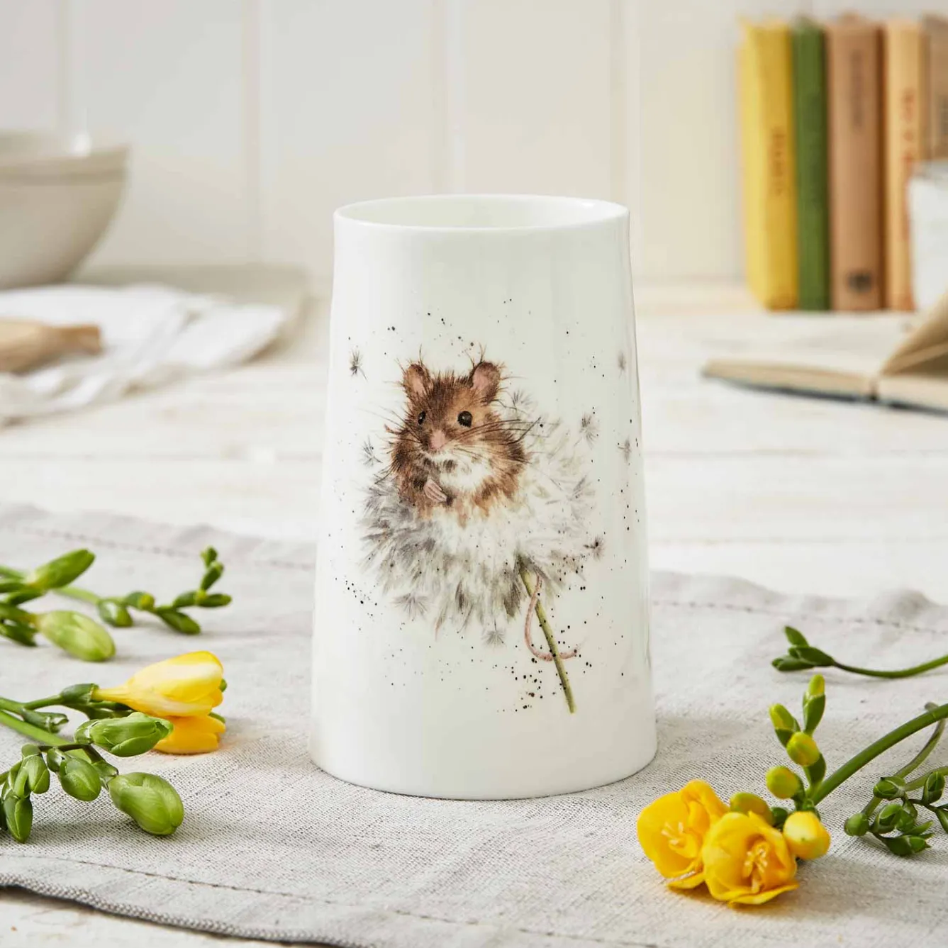 Wrendale Designs 'Country Mice' Bone China Vase- Vases|Animals