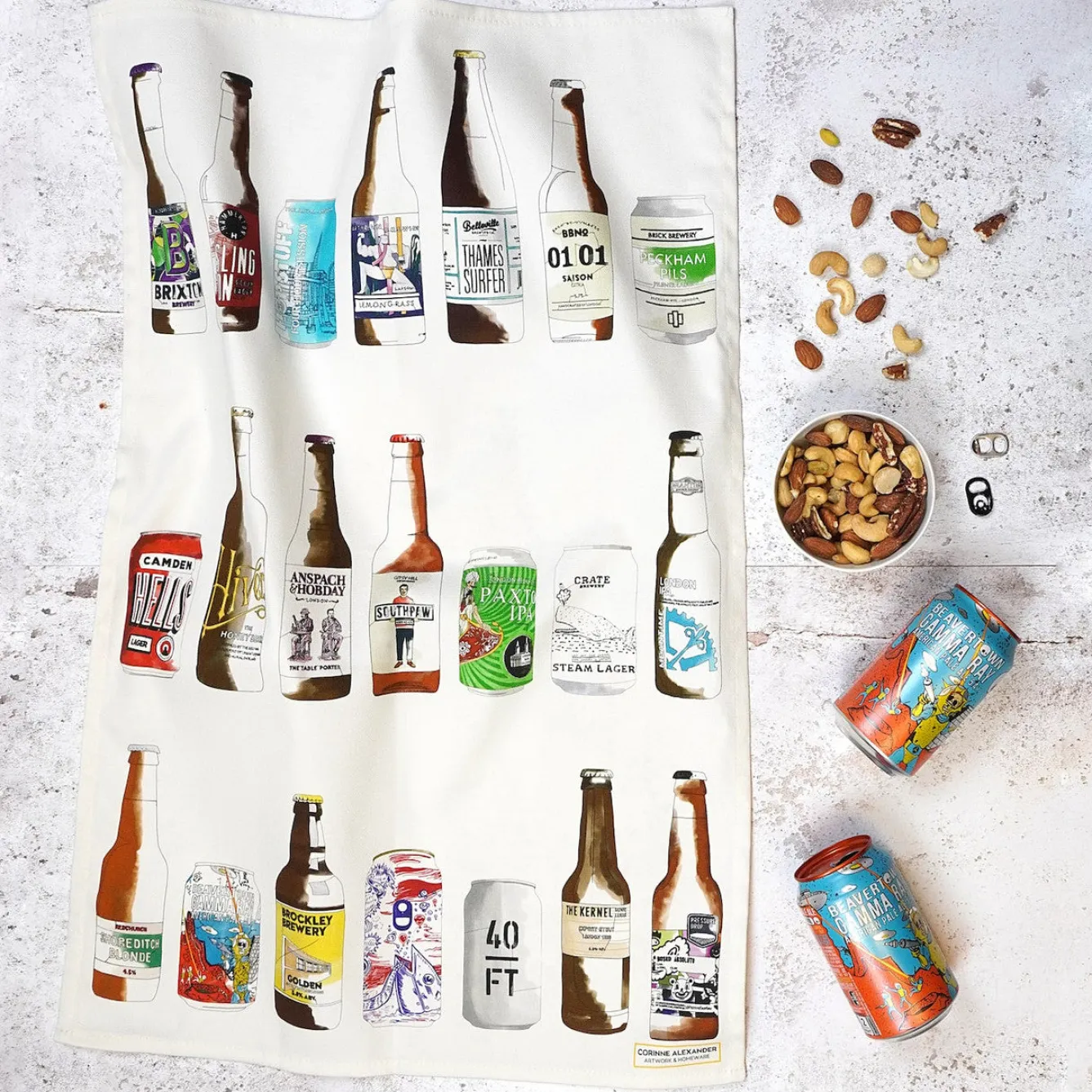 Corinne Alexander Craft Beer Tea Towel by- Father's Day|Tea