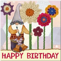Emma Ball Crochet Gnome Birthday II Greetings Card- Greeting Cards