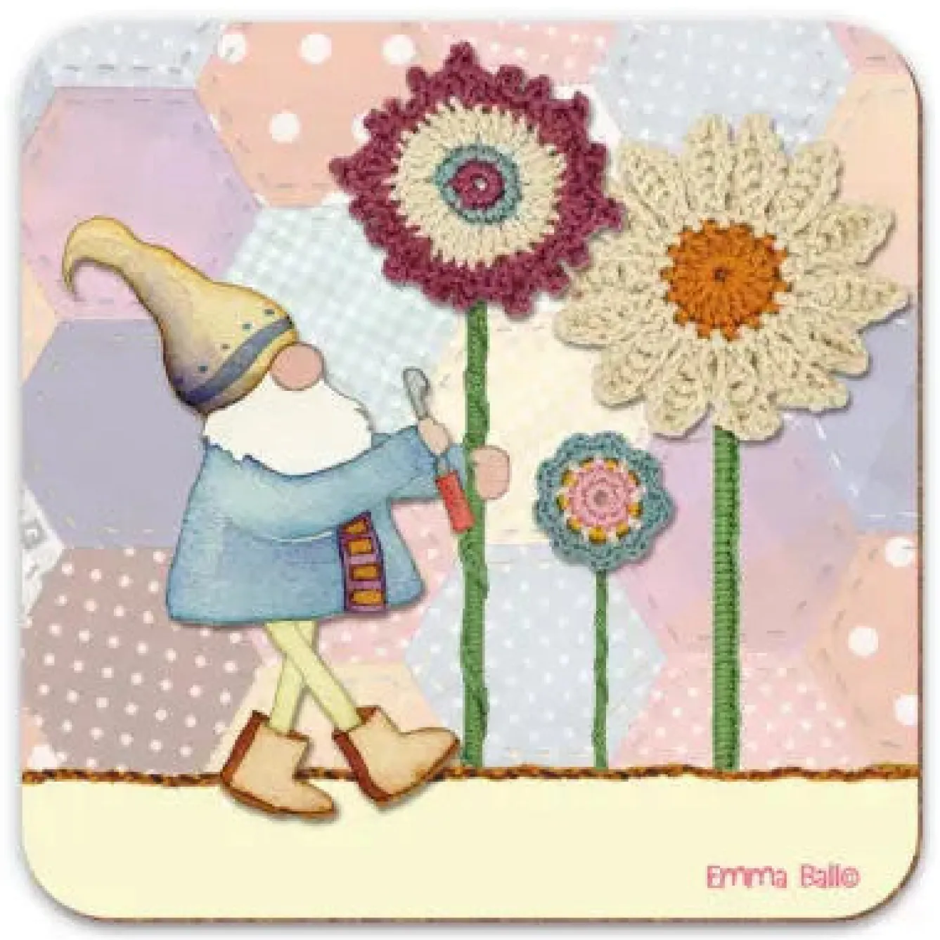 Emma Ball Crochet Gnomes Coaster- Tea|Coasters