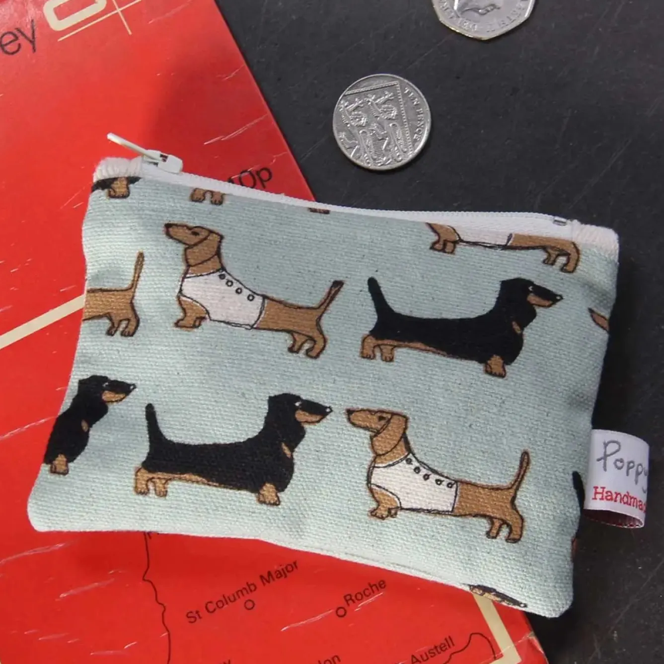 Poppy Treffry Dachshund Small Flat Coin Purse- Storage|Bags
