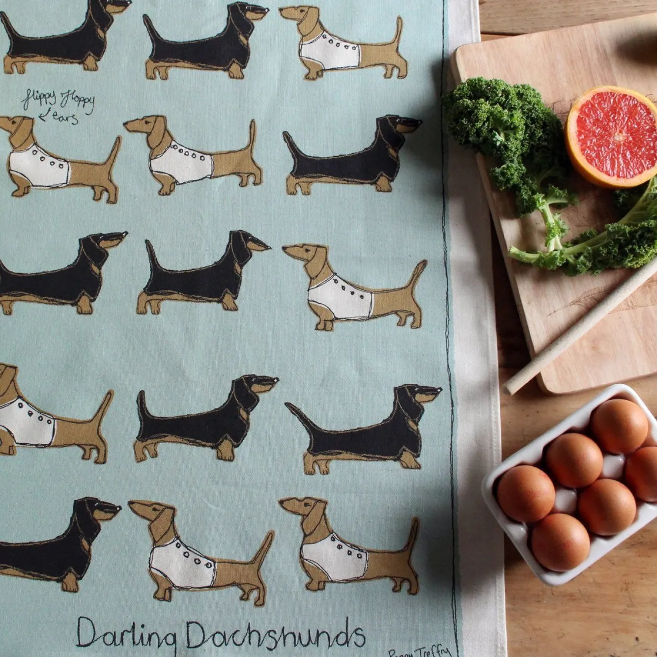 Poppy Treffry Dachshunds Tea Towel- Tea|Tea Towels