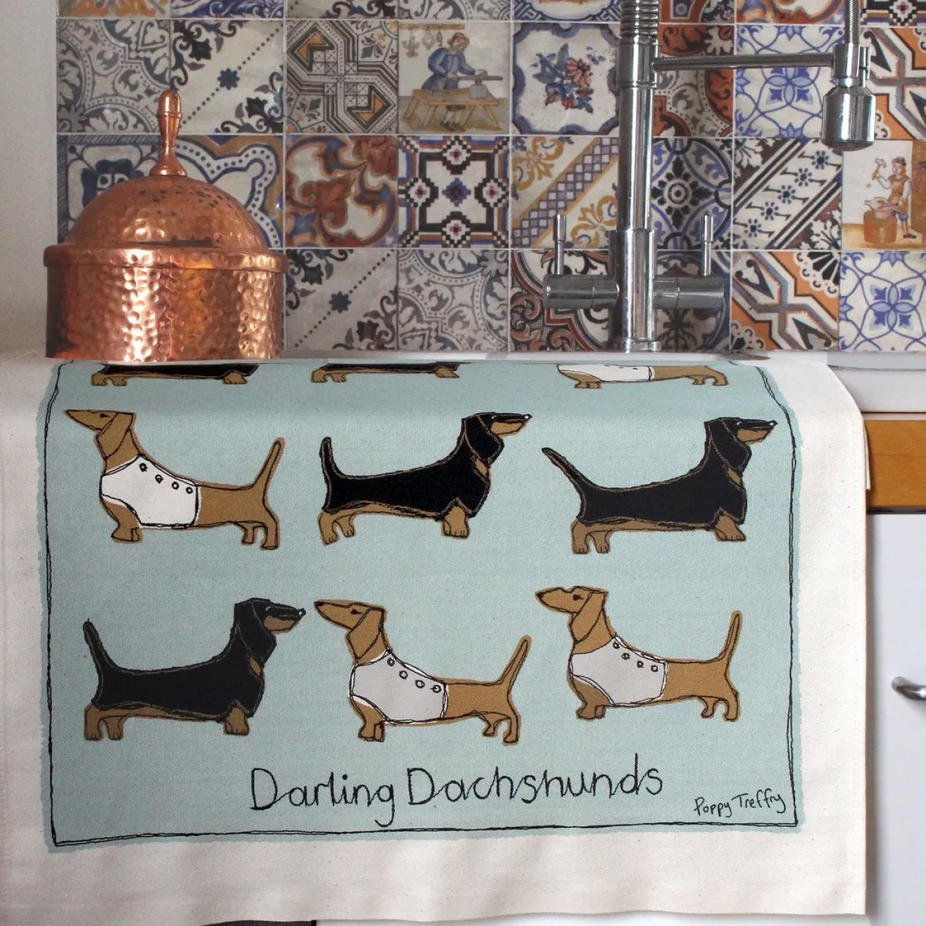 Poppy Treffry Dachshunds Tea Towel- Tea|Tea Towels