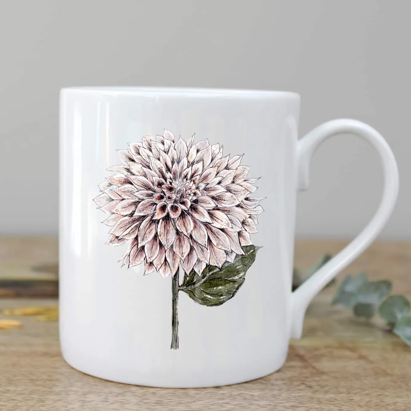Toasted Crumpet Dahlia Bone China Mug Boxed- Flowers & Garden