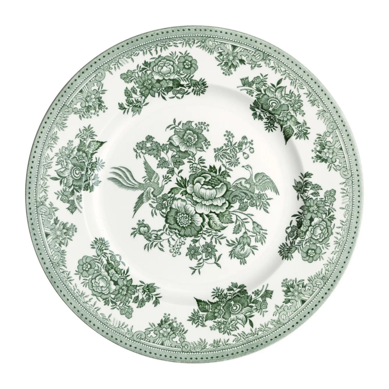 Burleigh Dark Green Asiatic Pheasant Dinner Plate 10 1/2 in- Plates