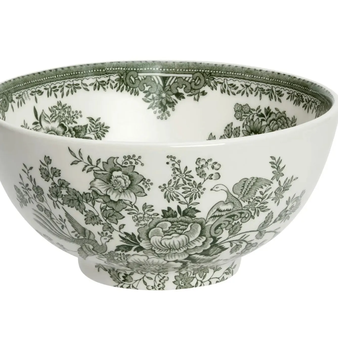 Burleigh Dark Green Asiatic Pheasants Medium Footed Bowl- Bowls & Dishes