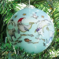 Emma Ball Diving Seals Hand-painted Glass Bauble- Christmas Decorations|Christmas