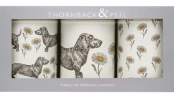 Thornback & Peel Dog & Daisy Set of 3 Round Caddies- Storage Caddies|Storage
