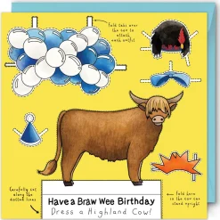 Yeti Dress a Highland Cow Birthday Card- Greeting Cards|Crafts