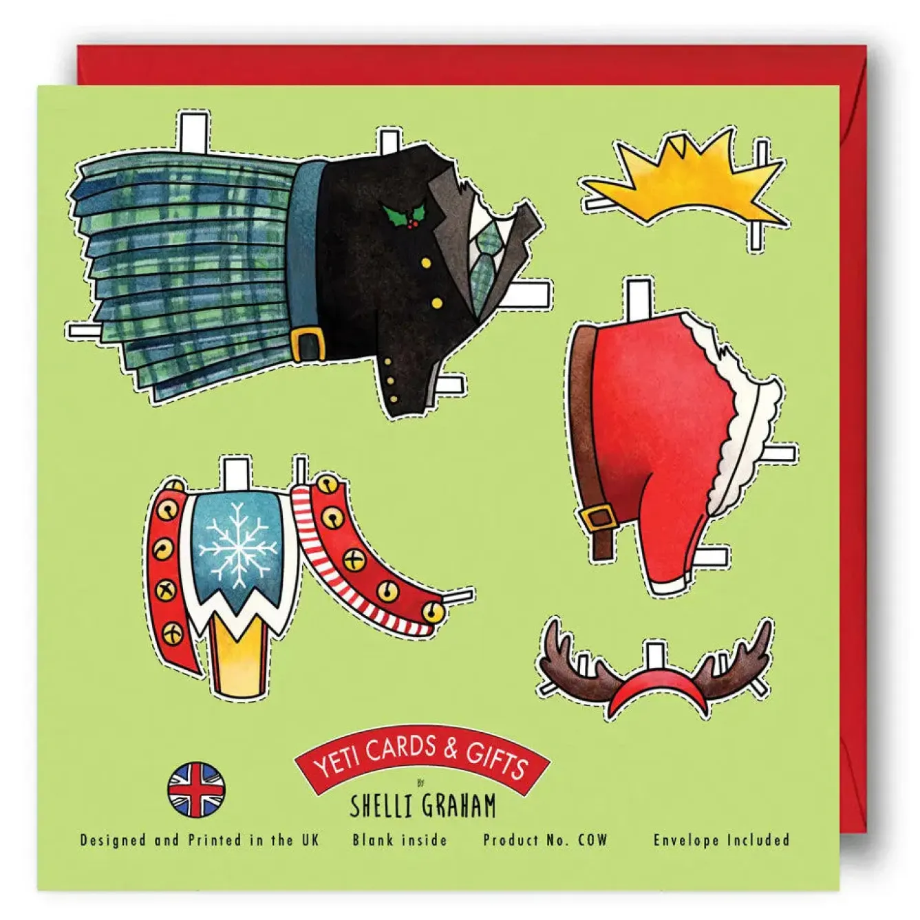Yeti Dress a Highland Cow Christmas Card- Christmas|Greeting Cards