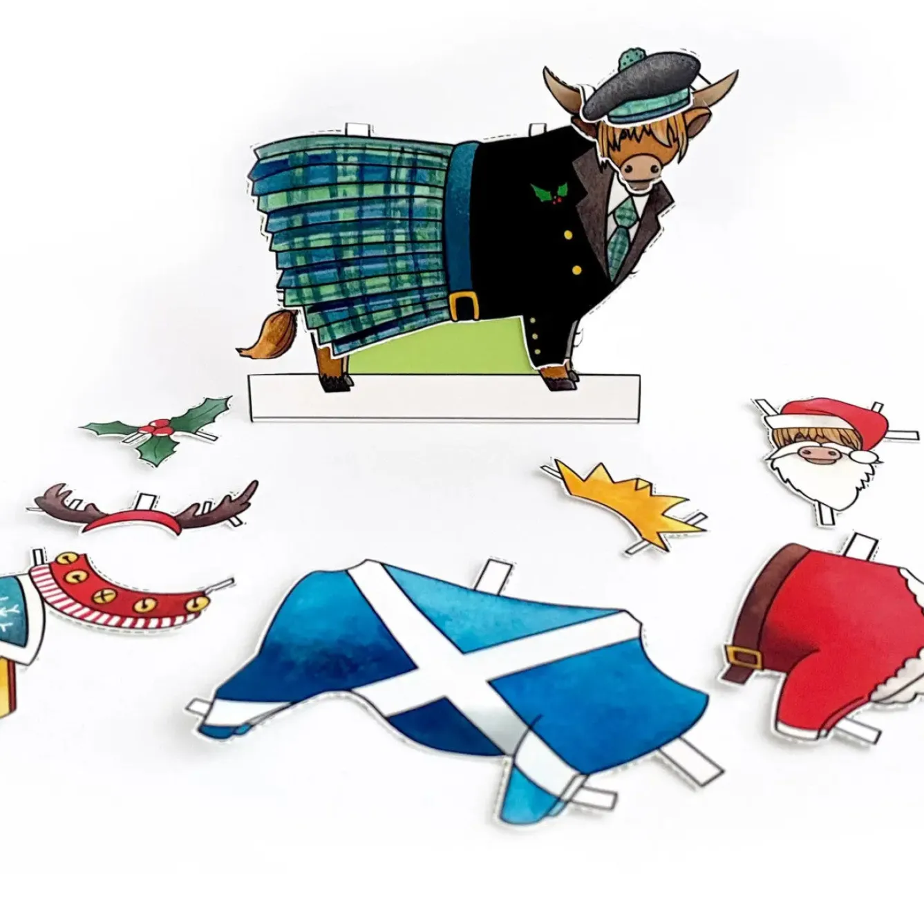 Yeti Dress a Highland Cow Christmas Card- Christmas|Greeting Cards