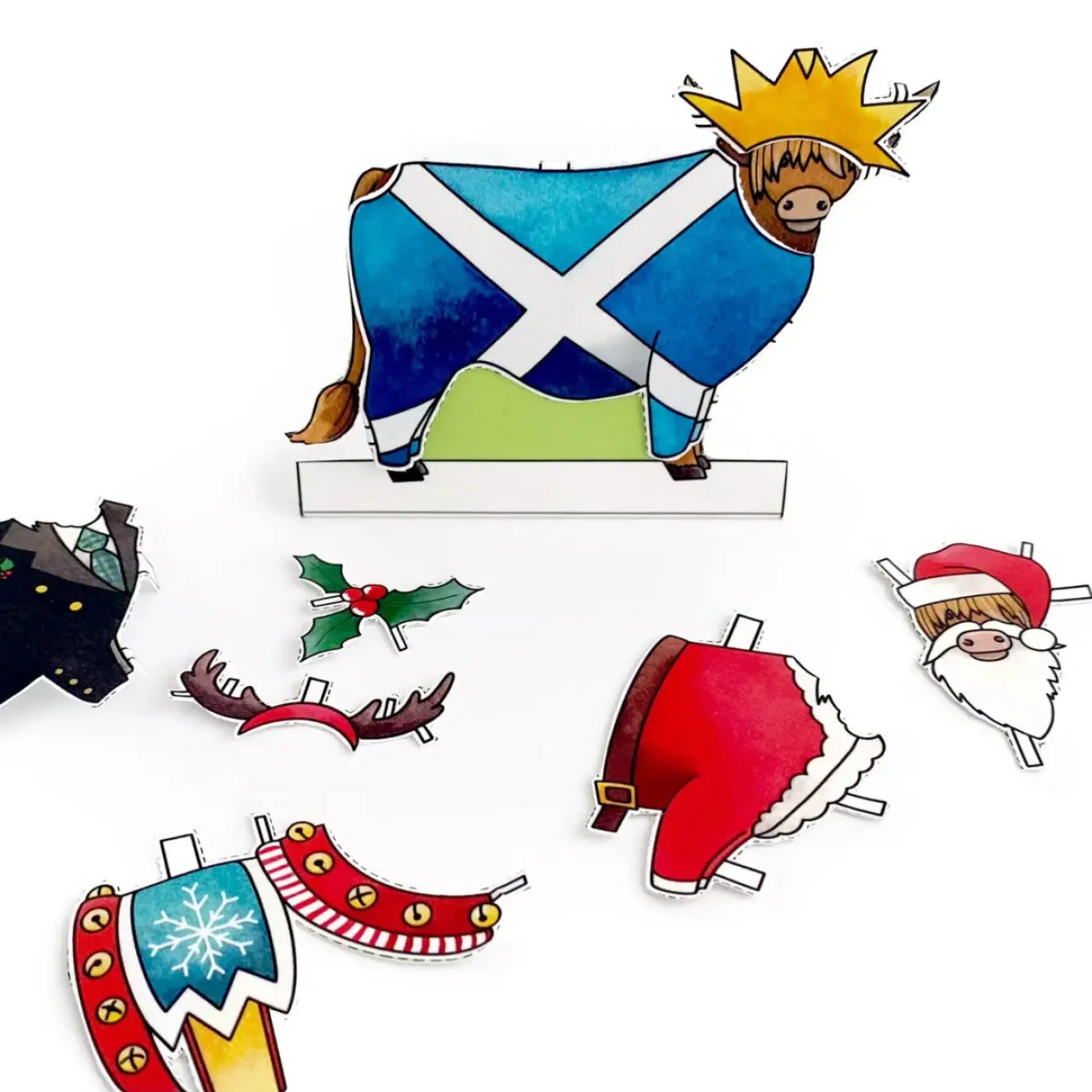 Yeti Dress a Highland Cow Christmas Card- Christmas|Greeting Cards