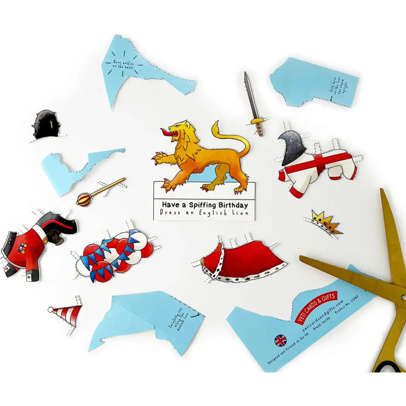 Yeti Dress an English Lion Birthday Card- Greeting Cards|Crafts