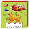 Yeti Dress an English Lion Christmas Card- Christmas|Greeting Cards