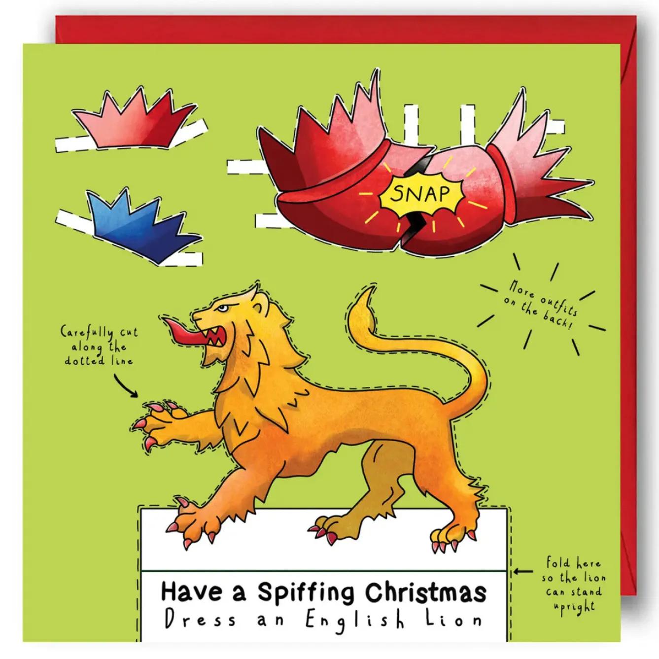 Yeti Dress an English Lion Christmas Card- Christmas|Greeting Cards