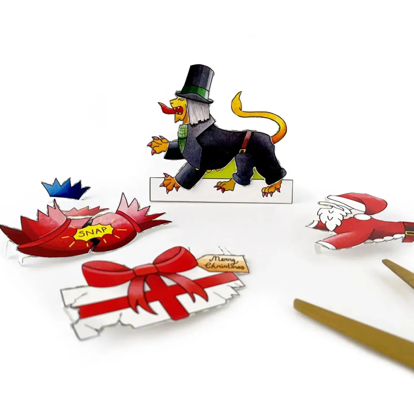 Yeti Dress an English Lion Christmas Card- Christmas|Greeting Cards