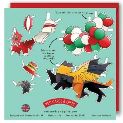 Yeti Dress a Welsh Dragon Birthday Card- Greeting Cards|Crafts