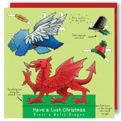 Yeti Dress a Welsh Dragon Christmas Card- Christmas|Greeting Cards
