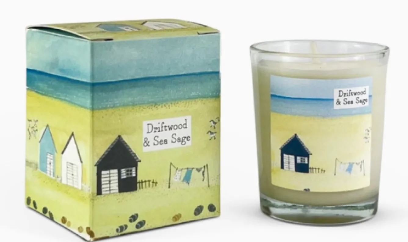 Heaven Scent Driftwood & Sea Sage Votive Candle - Beach Huts- Home Fragrance