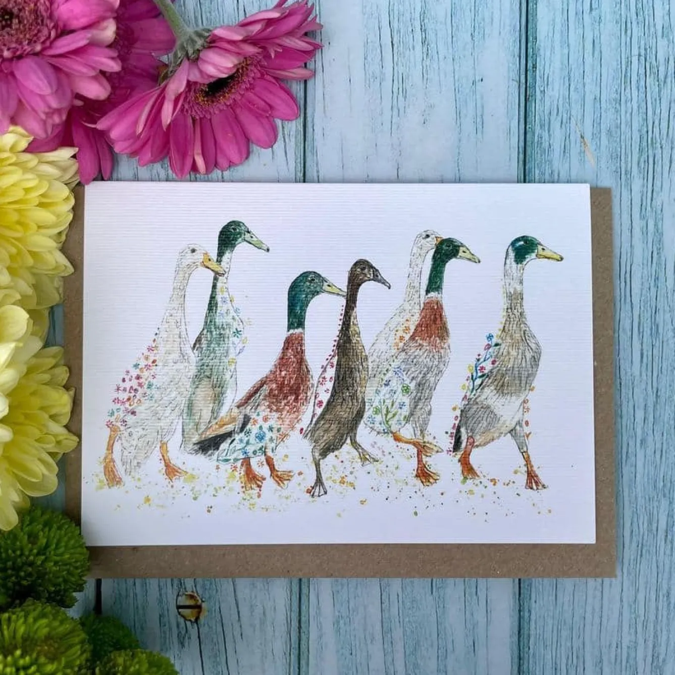 Jen Winnett Ducks in a Row Blank Greetings Eco Card- Greeting Cards