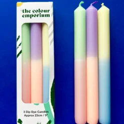 The Colour Emporium Easter Delight Dip Dye Dinner Candles Trio- Easter