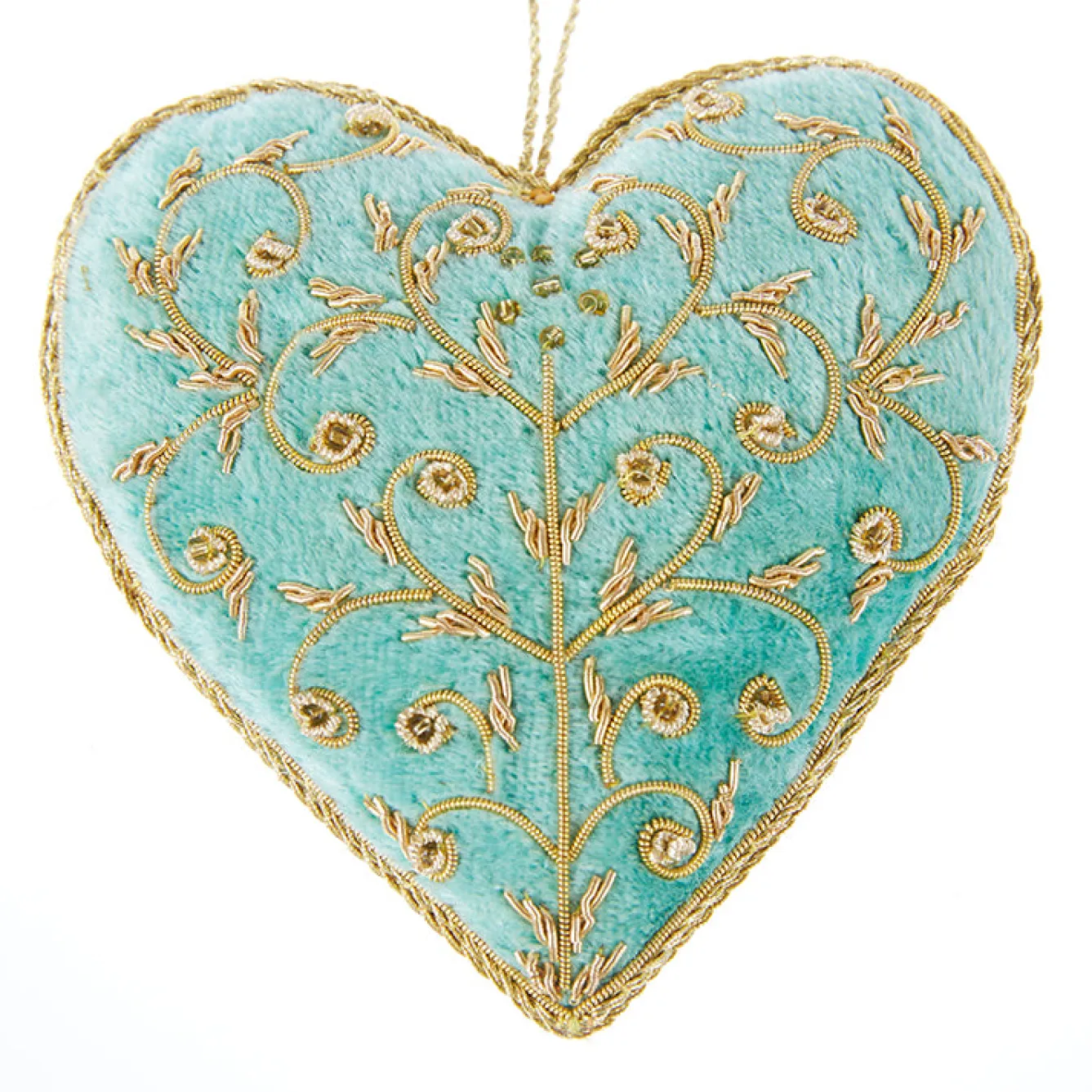 Tinker Tailor Eau de Nil Silver Swirls Heart Decoration by London- Christmas Decorations|Seasonal Decor