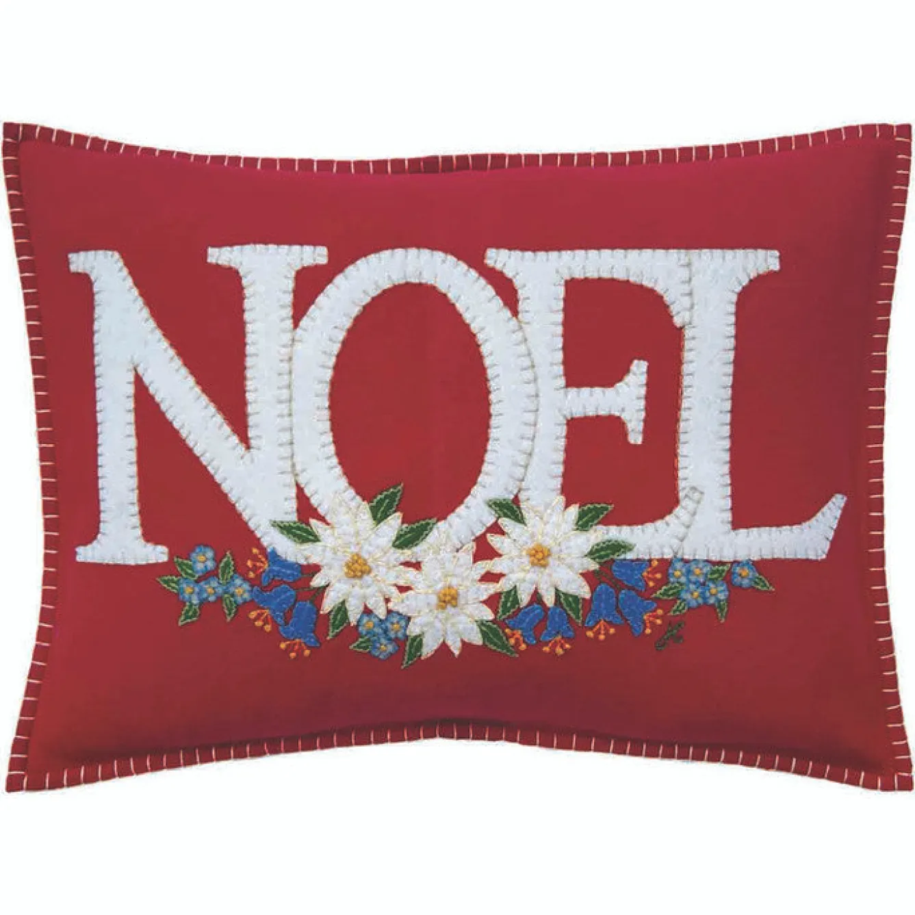 Jan Constantine Edelweiss Noel Pillow - Red- Seasonal Decor|Pillows & Throws