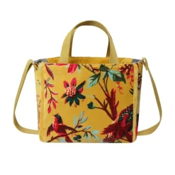 Earth Squared Bags Eden Mustard Botanical Velvet Tote Bag- Bags
