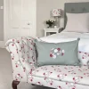 Sophie Allport Embroidered Peony Cotton Pillow- Pillows & Throws