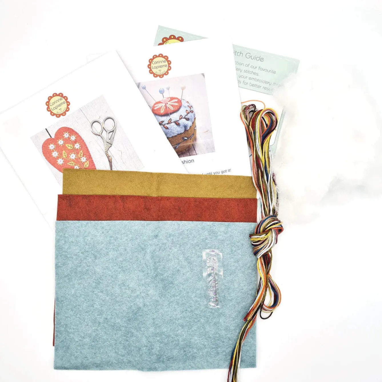 Corinne Lapierre Embroidered Scissors Pouch and Mini Pin Cushion Felt Craft Kit- Crafts|Children
